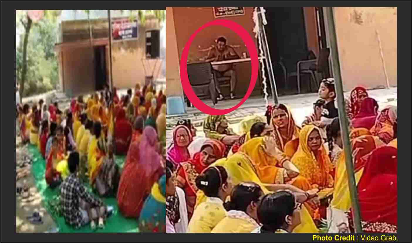 INSPECTOR SITTING WEARING UNDERWEAR : भागवत कथा सुन रही महिलाओं के सामने अंडर वियर पहने बैठ रहे चौकी इंचार्ज, शर्म के मारे अपना मुंह फेरती रही महिलाएं !